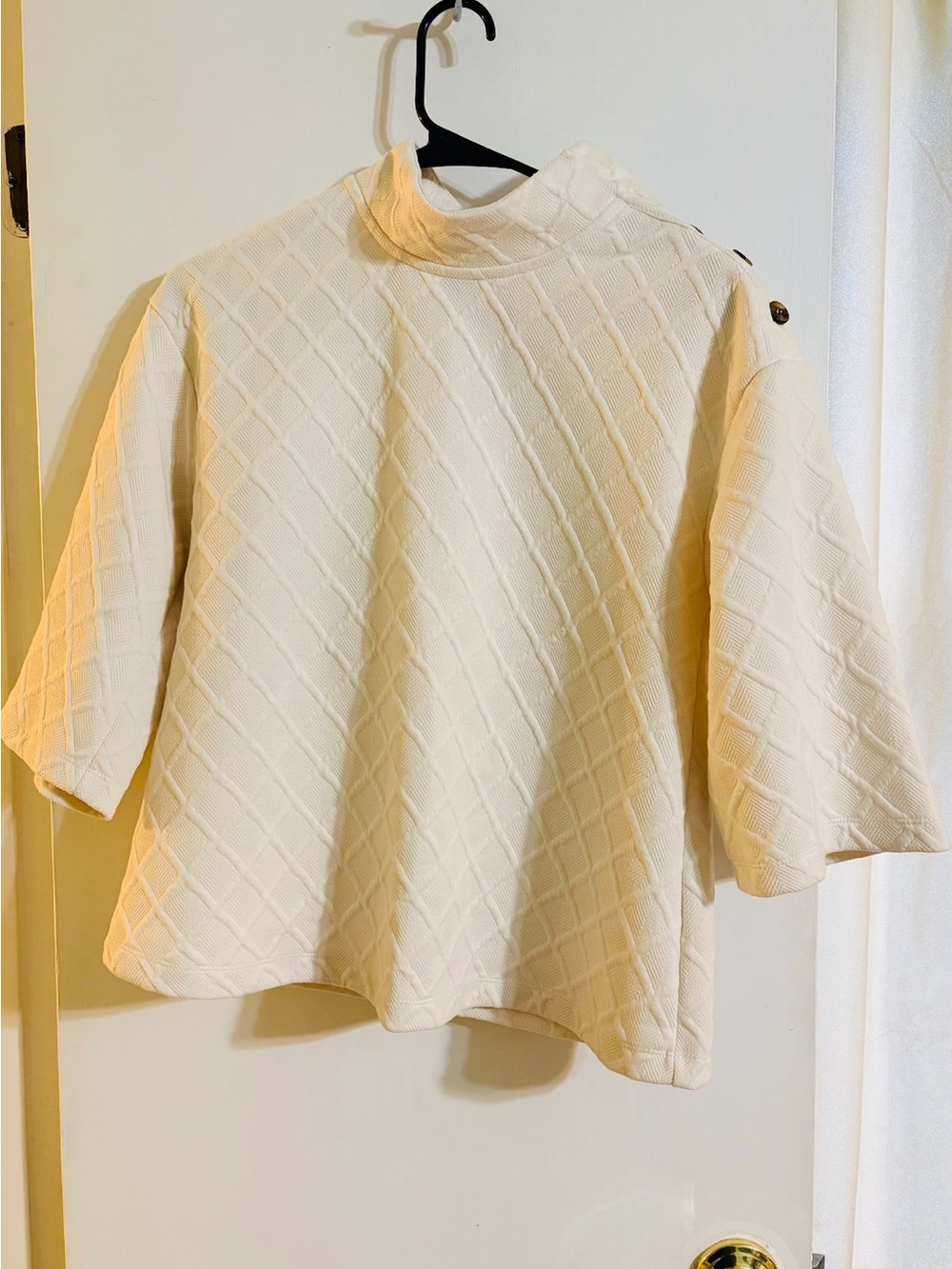 Anthropologie Sunday in Brooklyn Cream Quilted Mock Neck Women’s Sweater